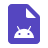 Purple icon of a document with a folded corner and an Android robot logo.