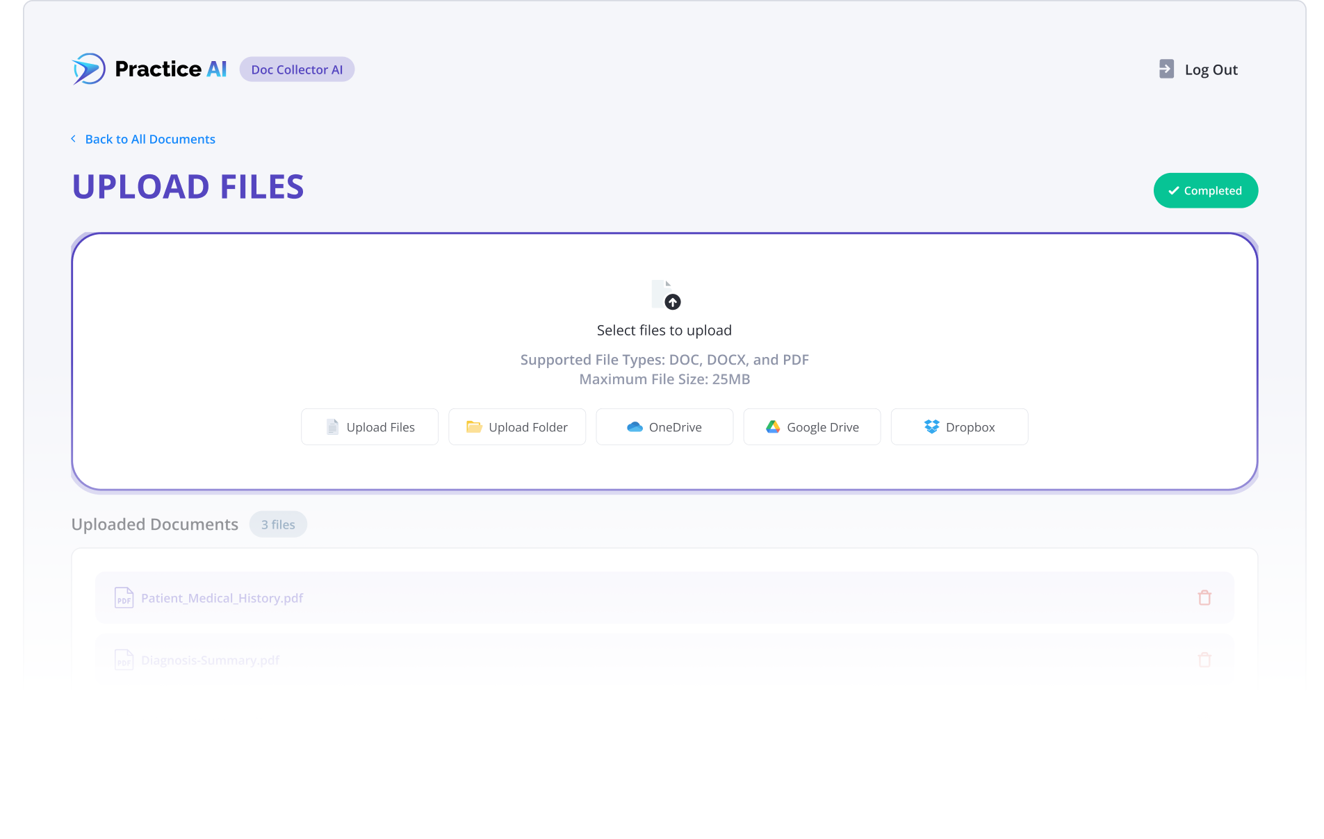 Practice AI Advanced Bot Settings interface displaying a call intake bot setup with questions about case type, work-related injury, and workers’ compensation claim, with user Mark Johnson logged in.