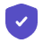 Purple shield icon with a black checkmark symbolizing security and compliance.