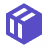 Purple cube with a diagonal stripe and cutout on a white background.
