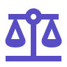 Icon of a balanced scale representing justice or law.