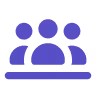 Icon showing three abstract human figures representing a group or team.