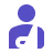 Icon of a person with injury marks on the head, shoulder, arm, and chest in purple.