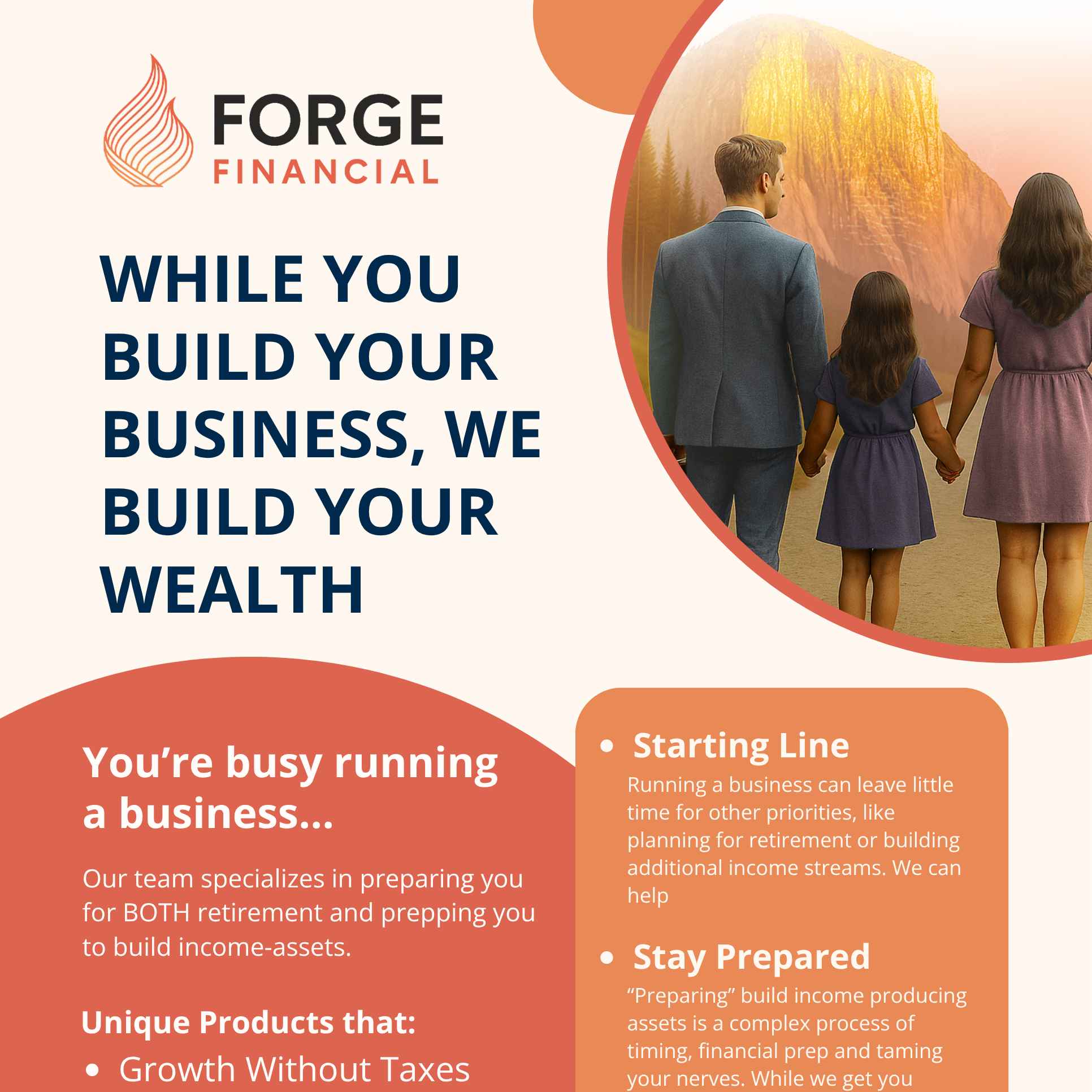 In this client-facing one pager, we discuss what Forge can do to help you build your wealth, while you build your business
