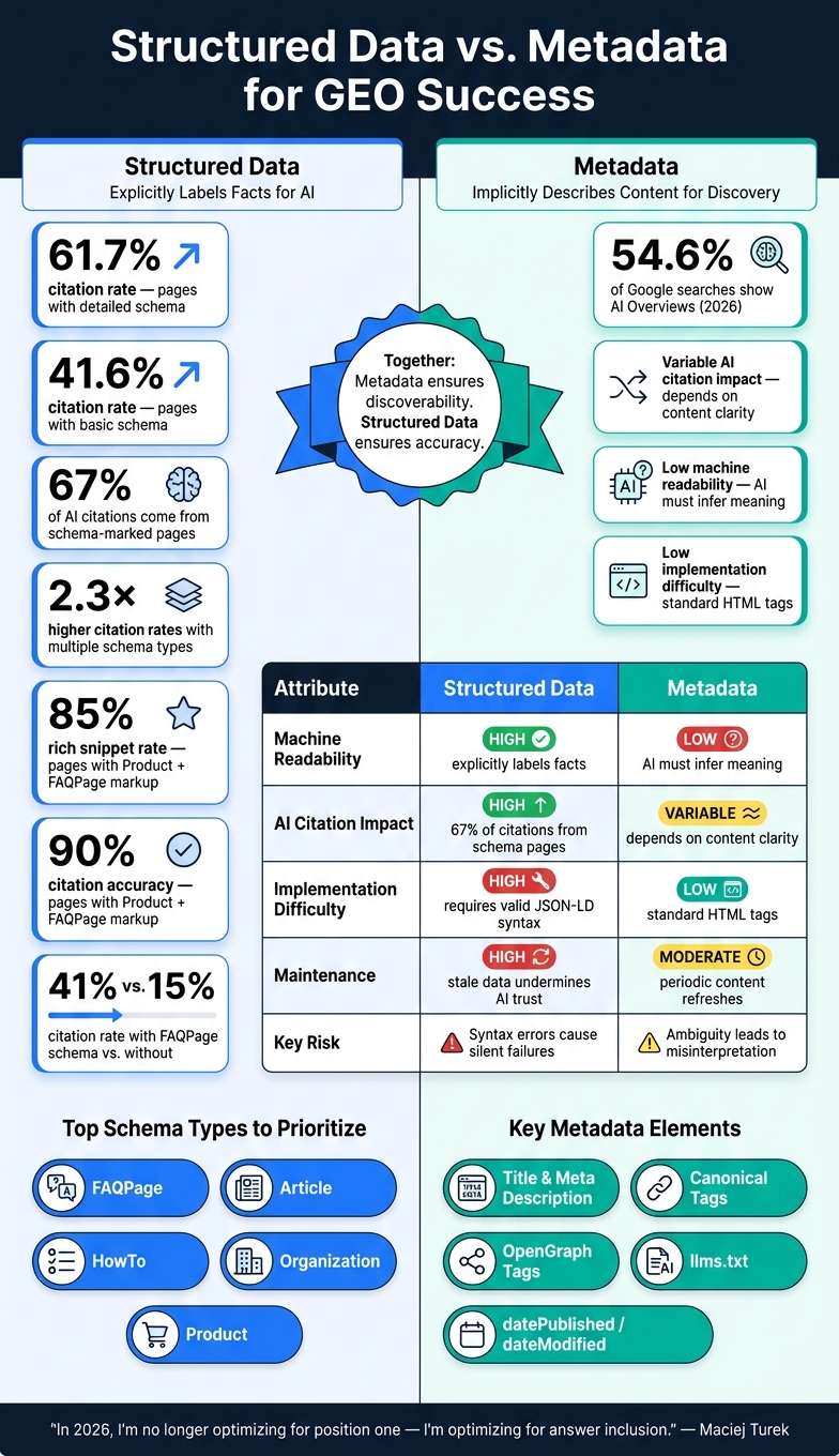 Structured Data vs. Metadata: GEO Performance Stats & Key Differences