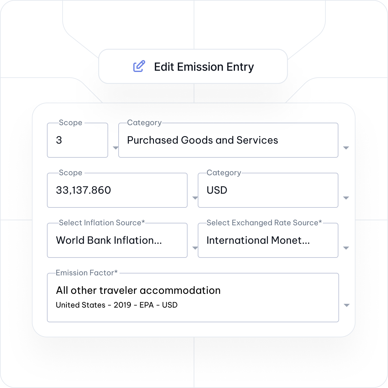 Edit emissions entry