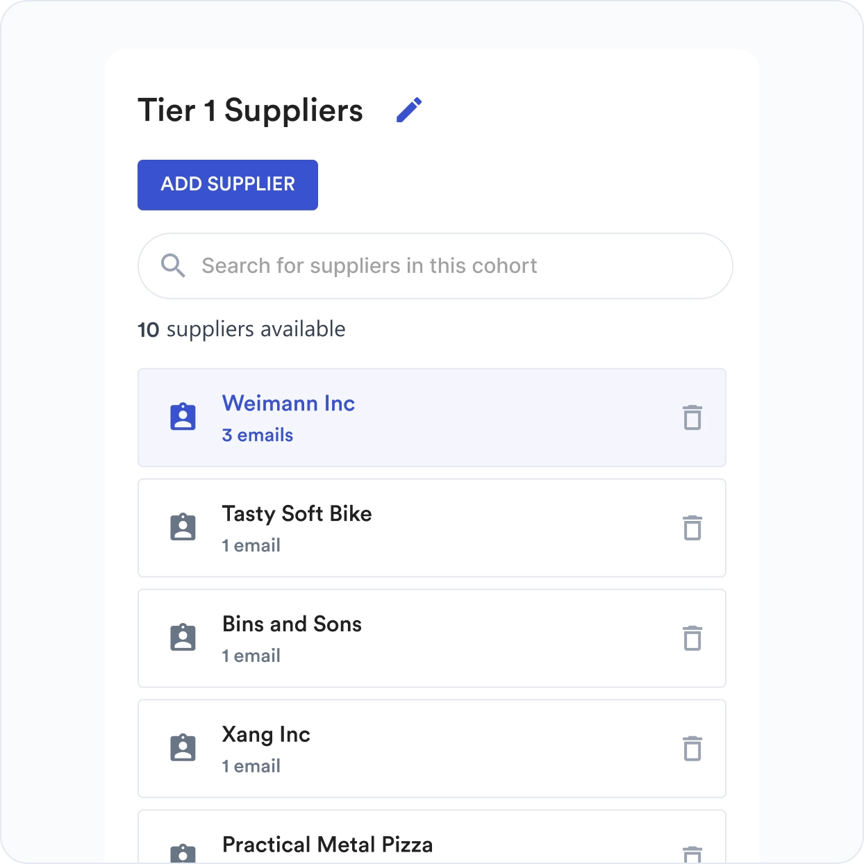 Avarni feature - Supplier engagement