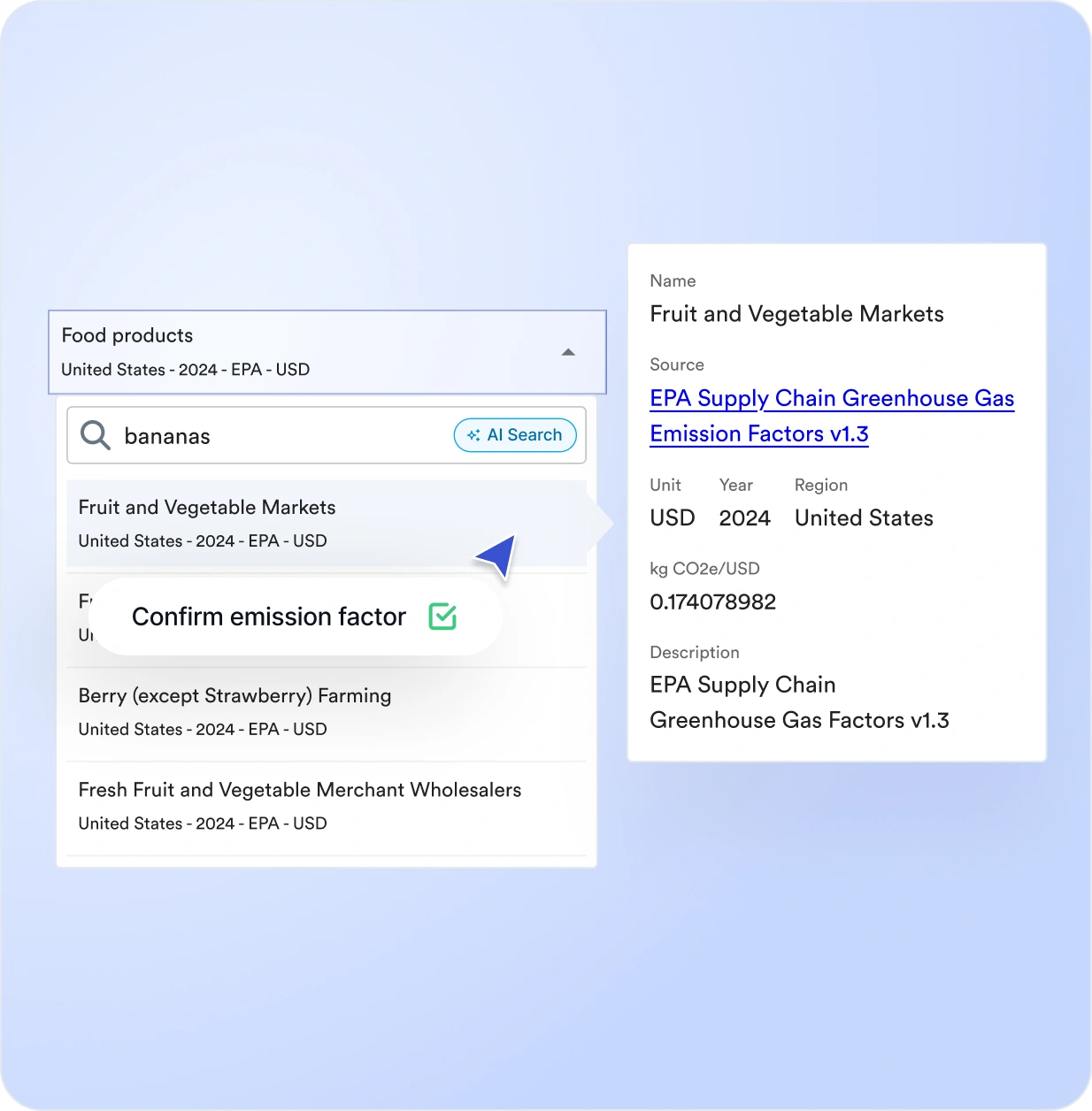 Calculate emissions with AI