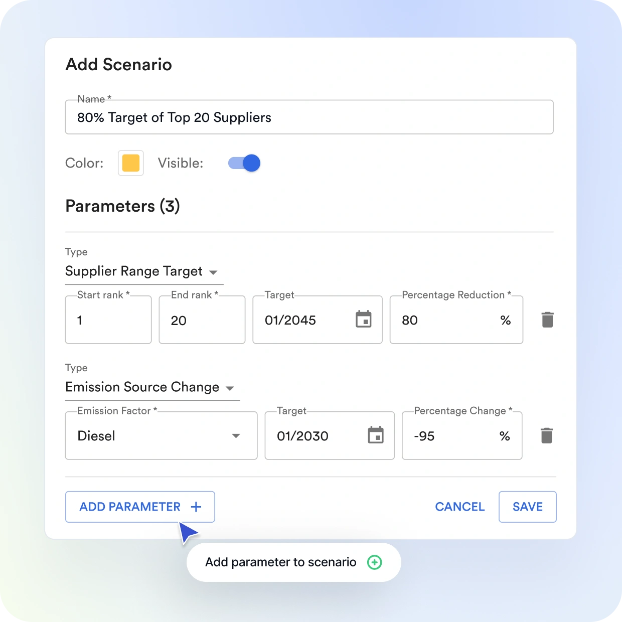 emissions scenario software - compare scenarios