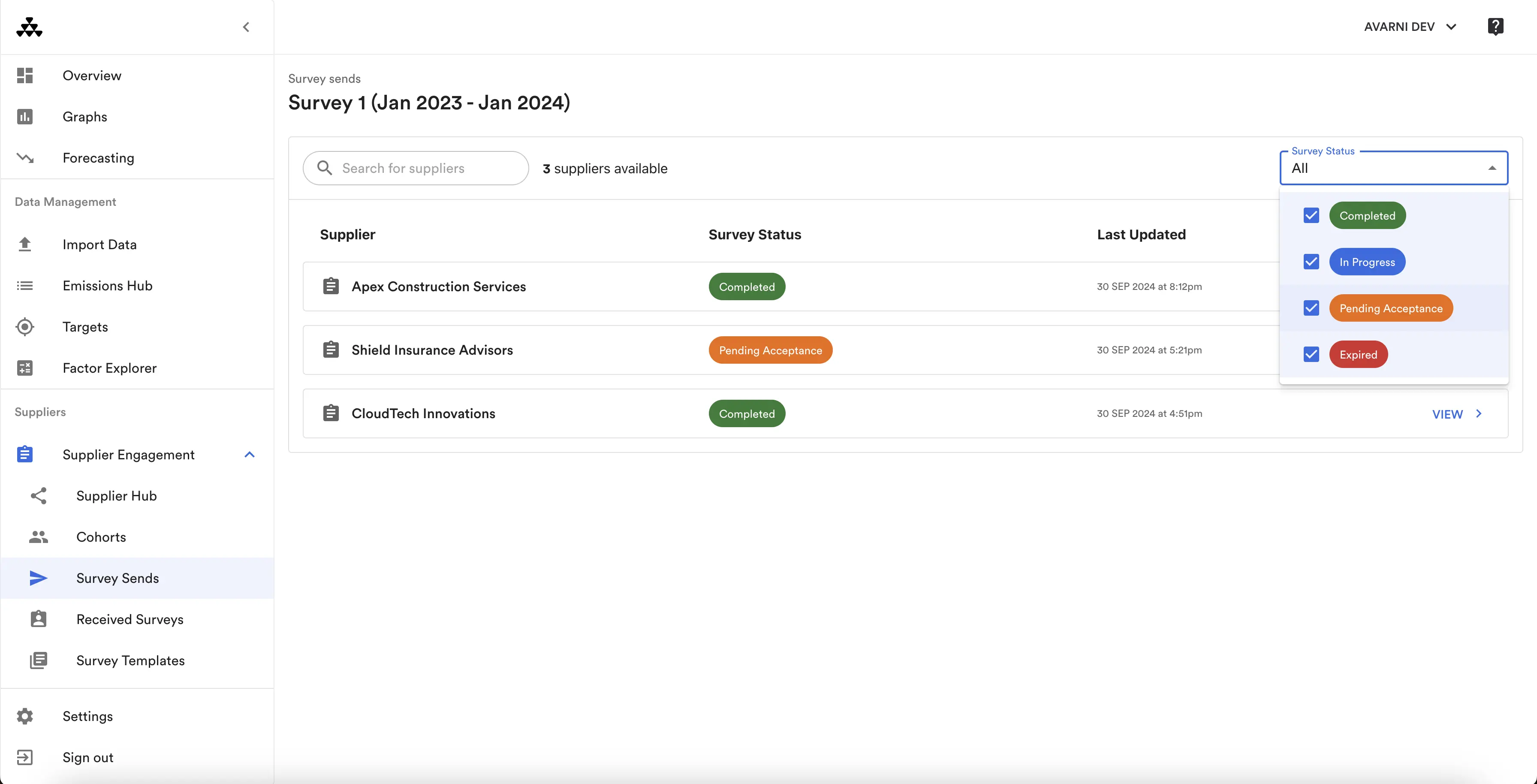 Supplier survey - Avarni Supplier Engagement V2