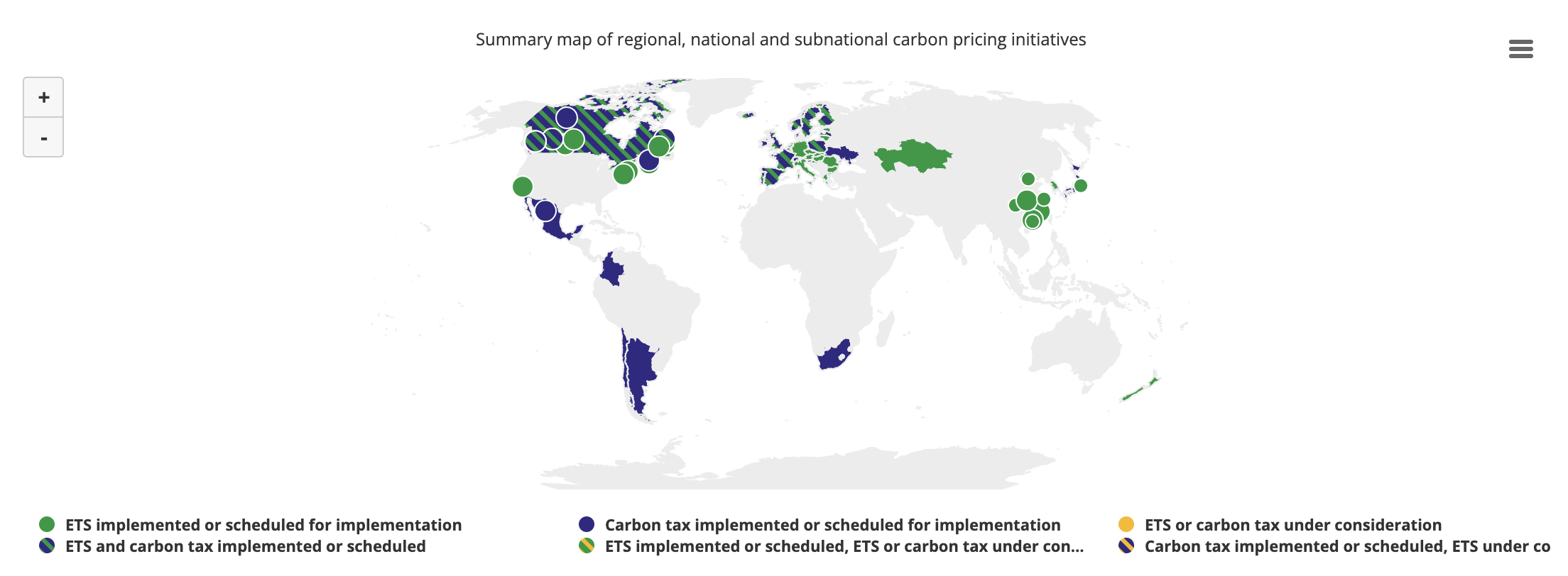 Legislated carbon pricing in 2019