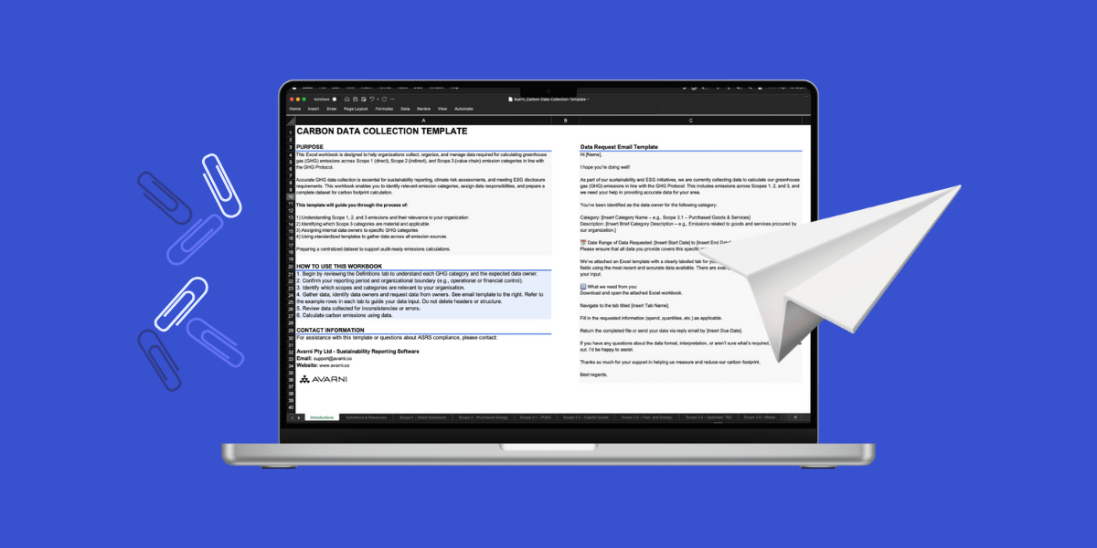 Free AASB S2 data collection templates for Scope 1, 2 & 3 emissions