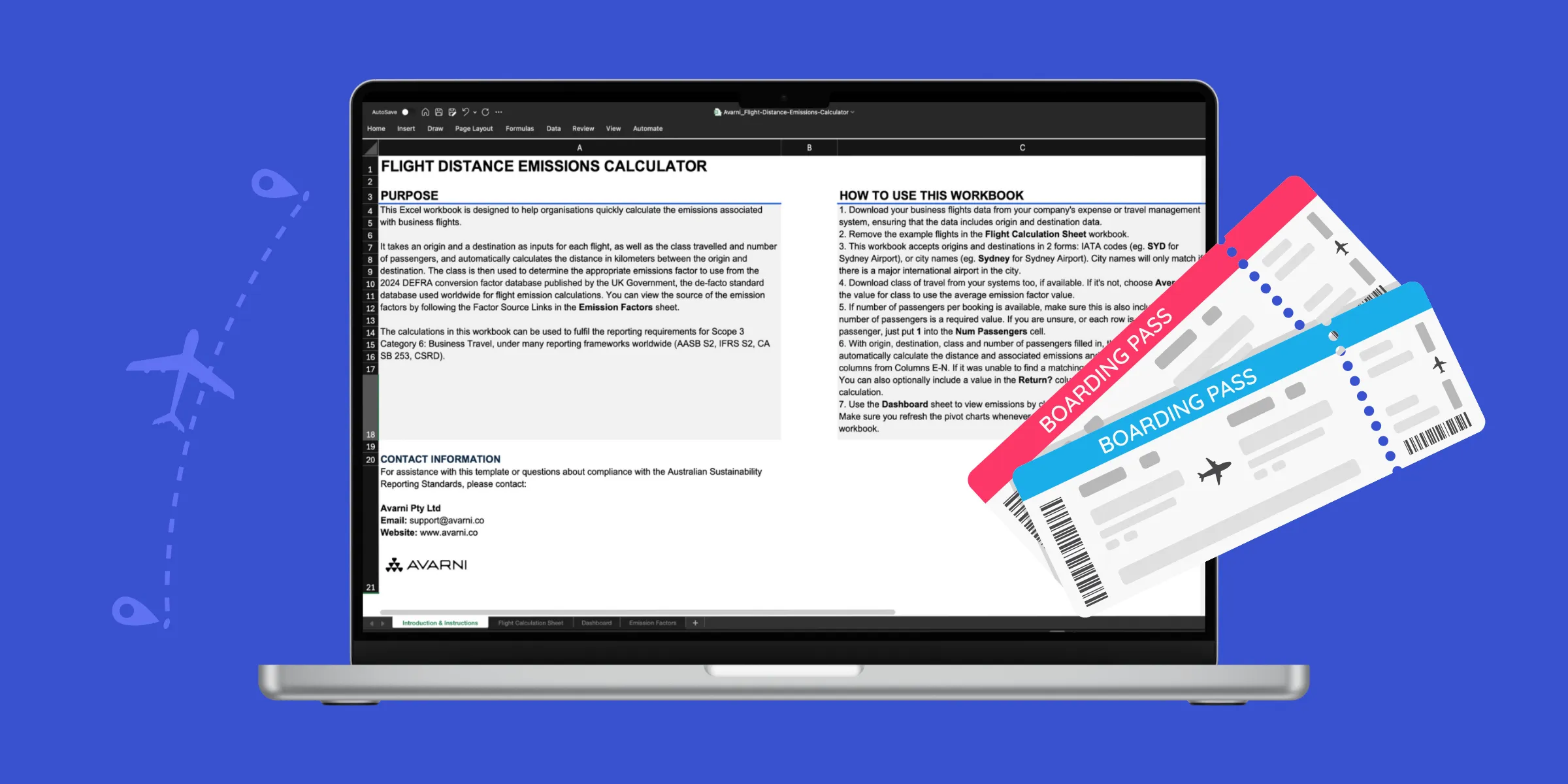 Free Scope 3 Business Flights Distance and Emissions Excel Calculator