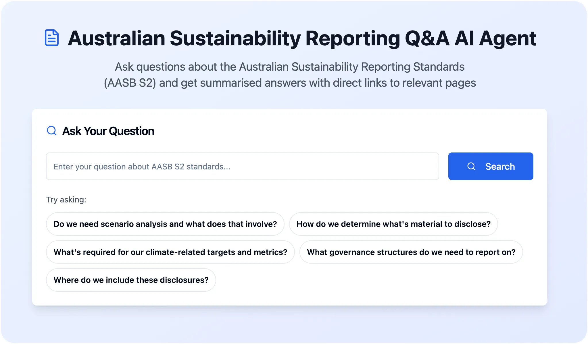 Australian Sustainability Reporting Q&A Agent
