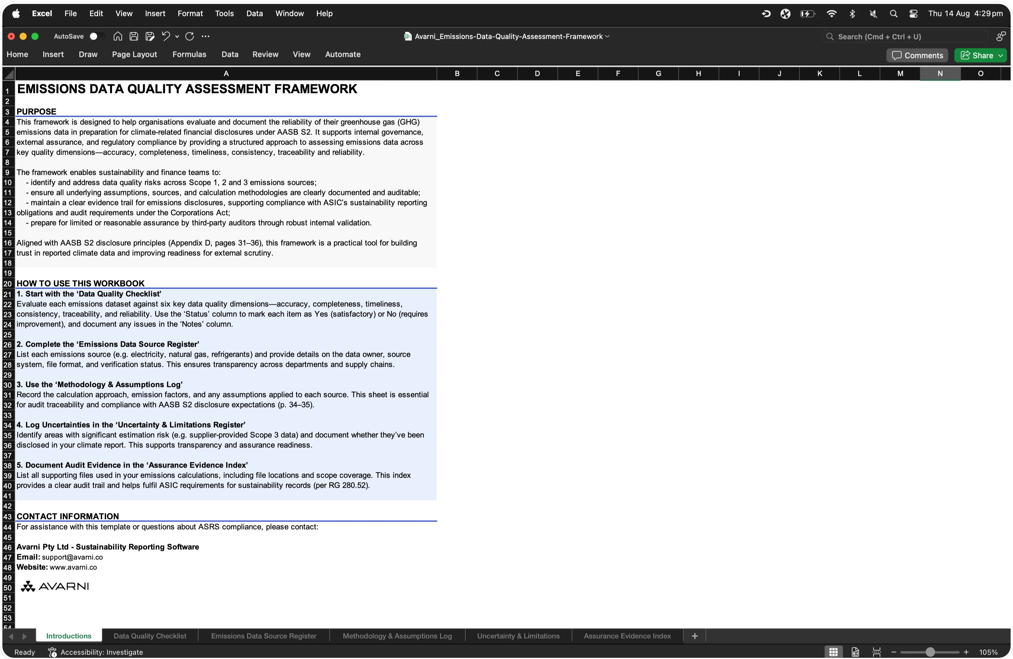 Emissions Data Quality Assessment Framework