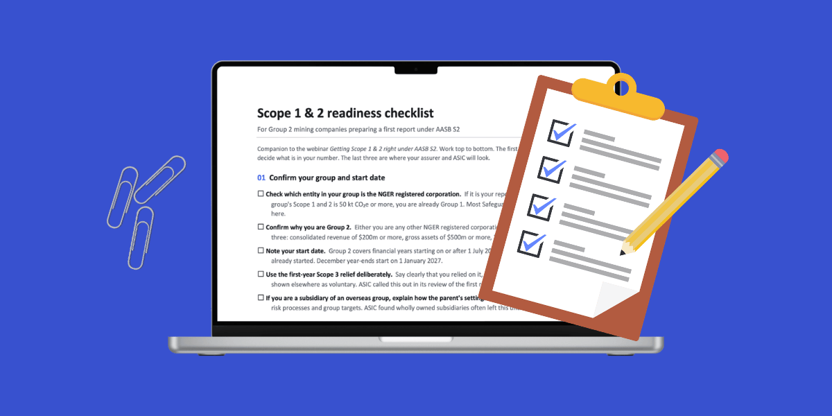 AASB S2 Scope 1 & 2 Readiness Checklist for Group 2 Mining