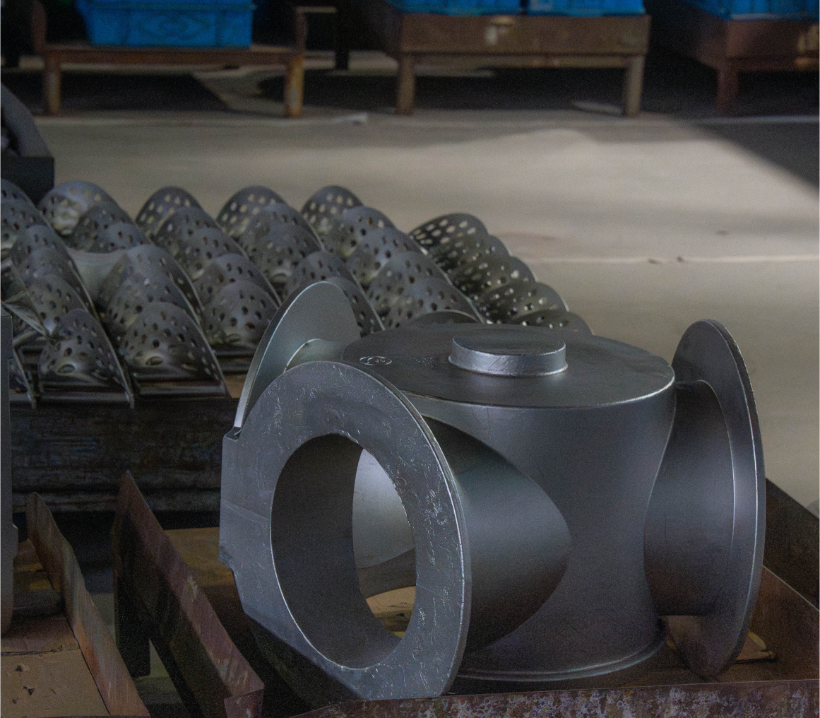 A large metal part on a metal palette