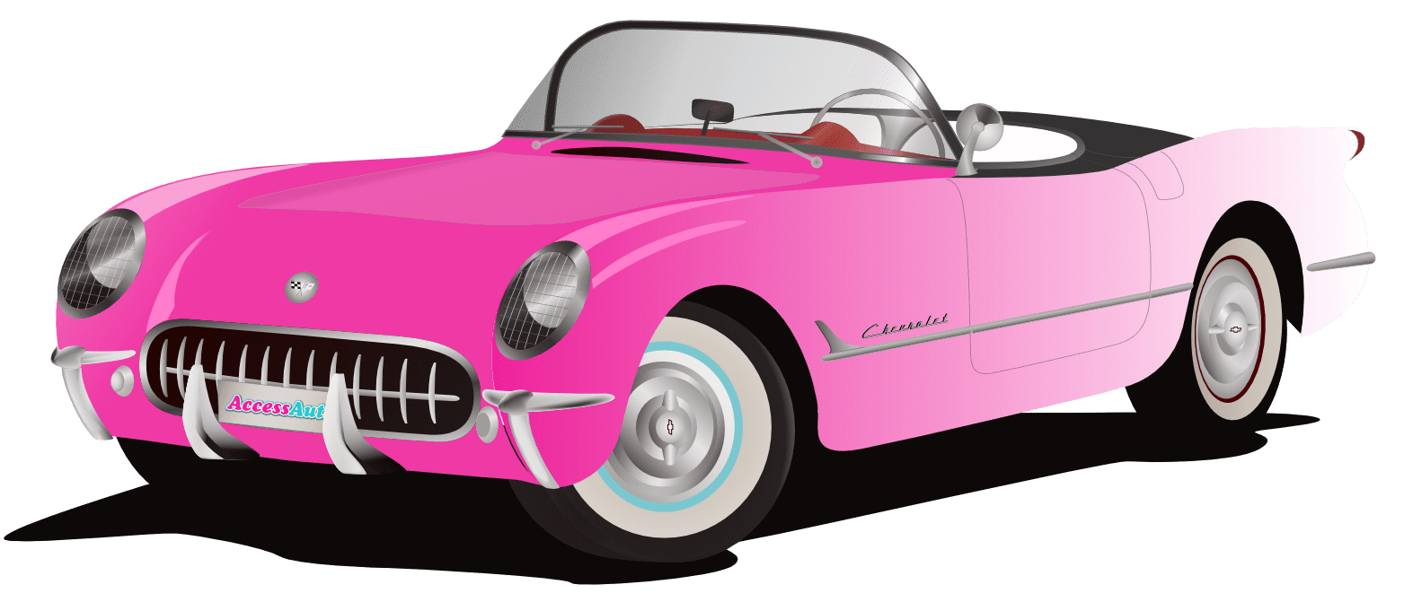 Vector graphic of a red Chevrolet Corvette convertible.