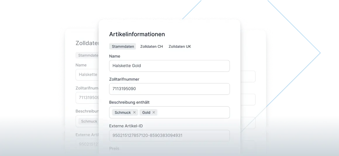 Eine Grafik, die ein Backend mit verschiedenen Artikelinformationen zeigt.