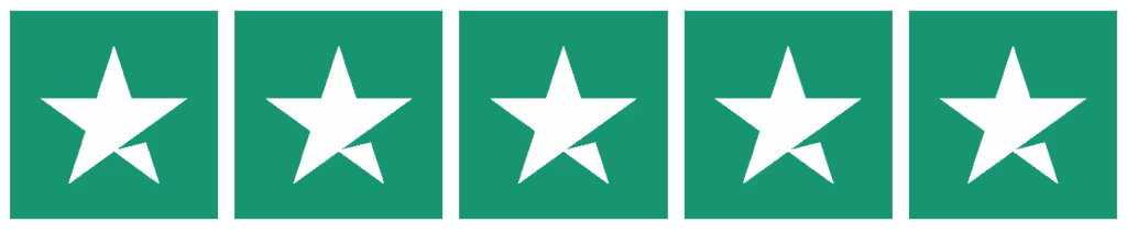 Five white stars evenly spaced on a green rectangular background.