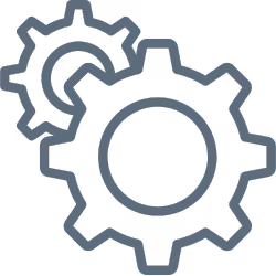 Cogwheel icon representing CareTag’s quick and easy two-minute setup process.