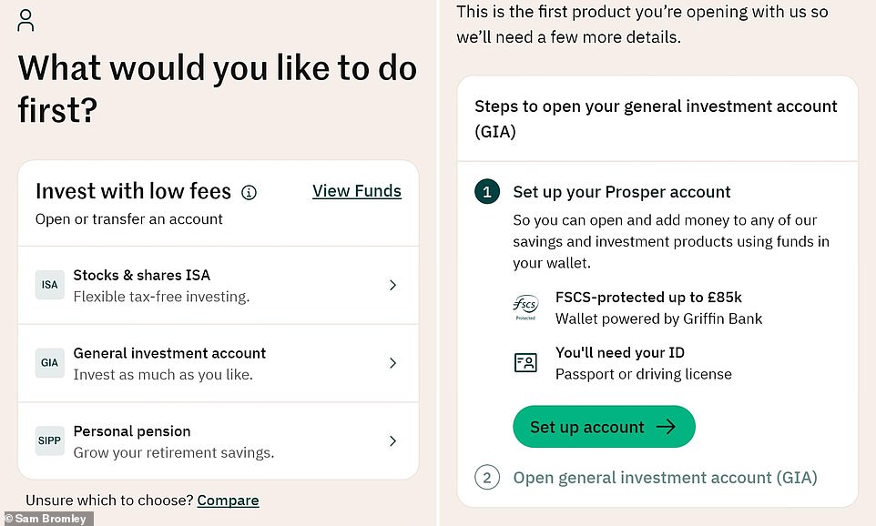 Account opening: The app guides you through the process