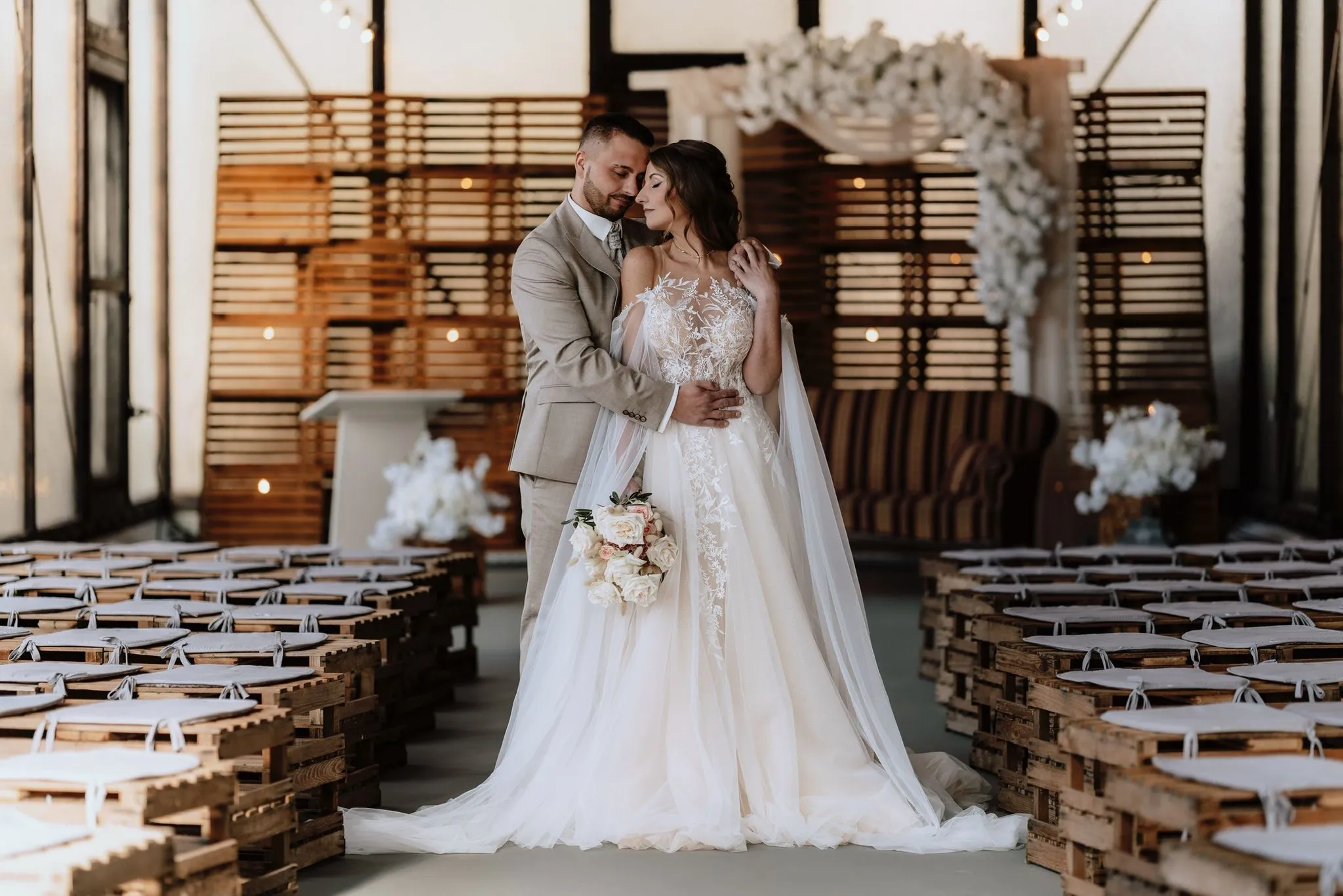 Man and woman in wedding clothes