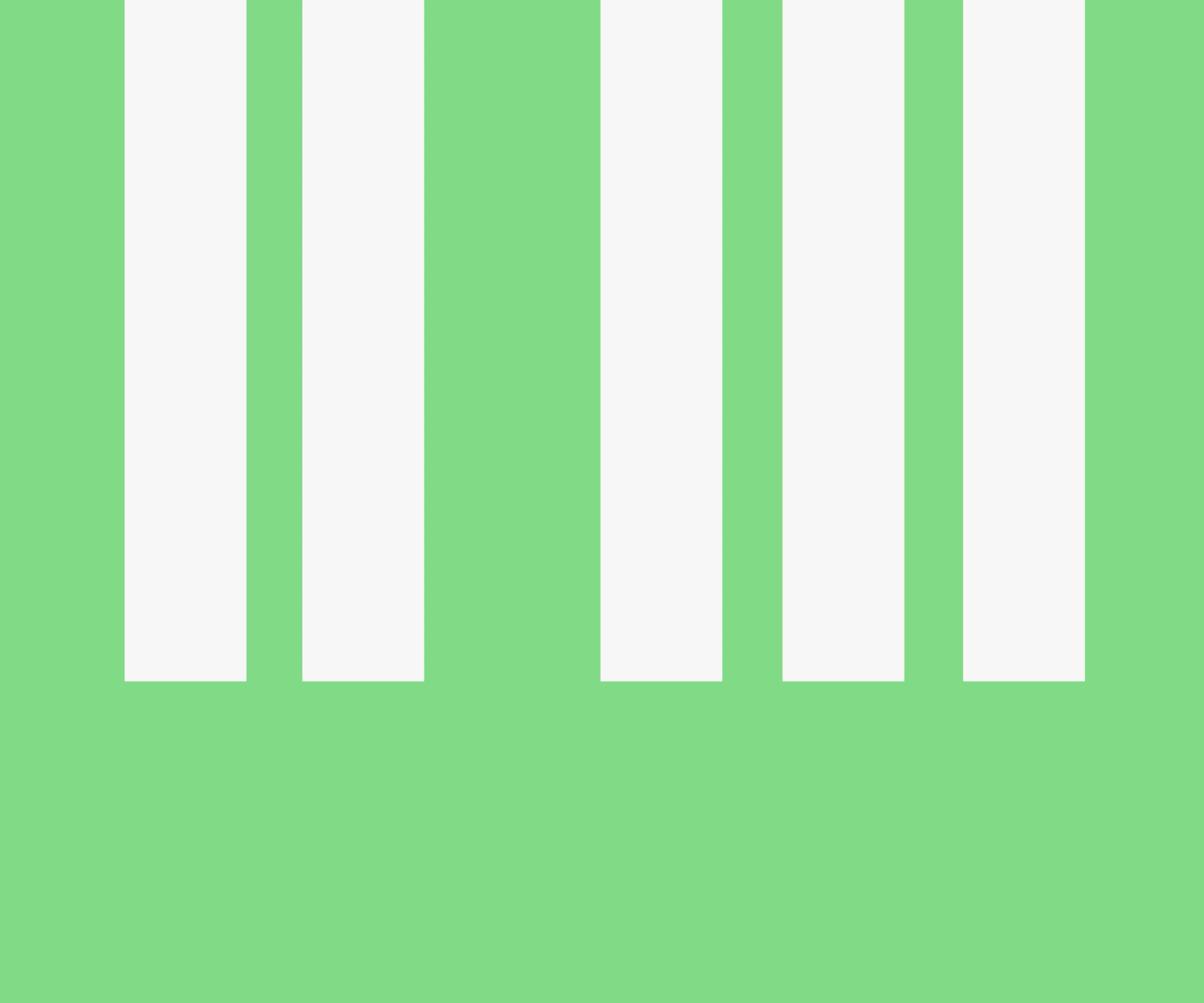 Minimalistische Animation einer Klaviertastatur in Form einer grünen Fläche mit fünf vertikalen weißen Balken unterschiedlicher Höhen.