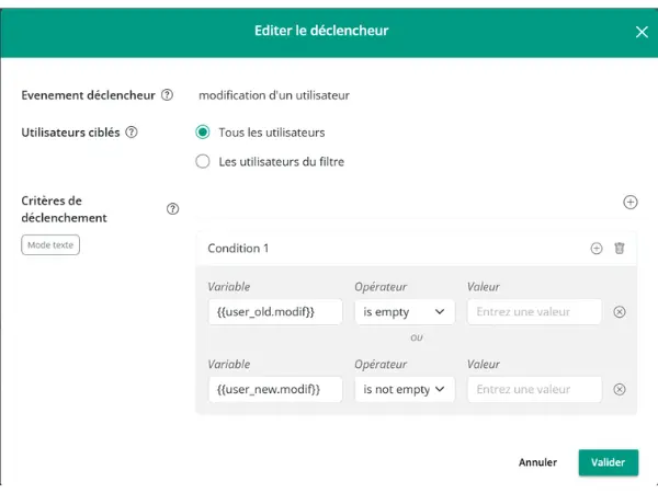 Déclencheurs de worklows sur youzer
