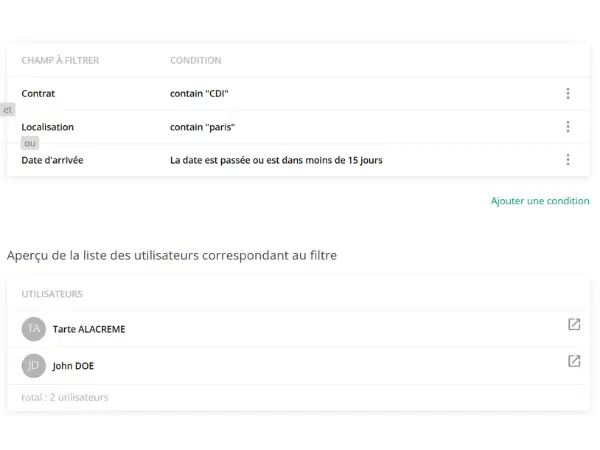 filtres utilisateurs Youzer