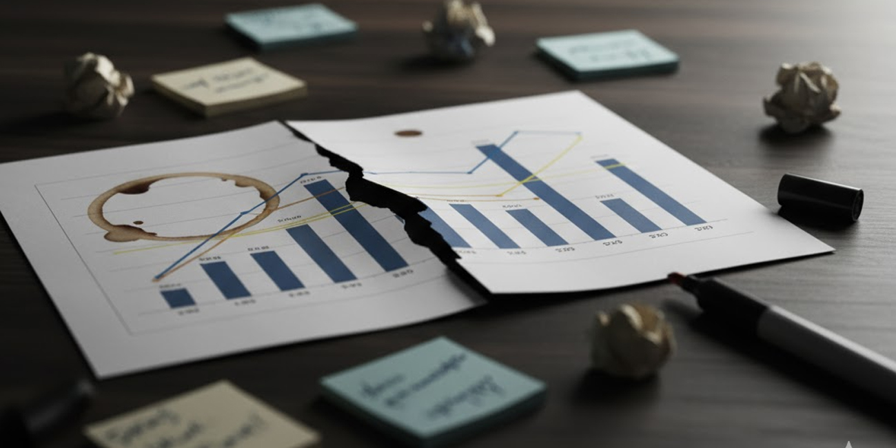 Cover illustration for the article "The Chart Crime: 5 Data Visualizations That Instantly Destroy Investor Trust"