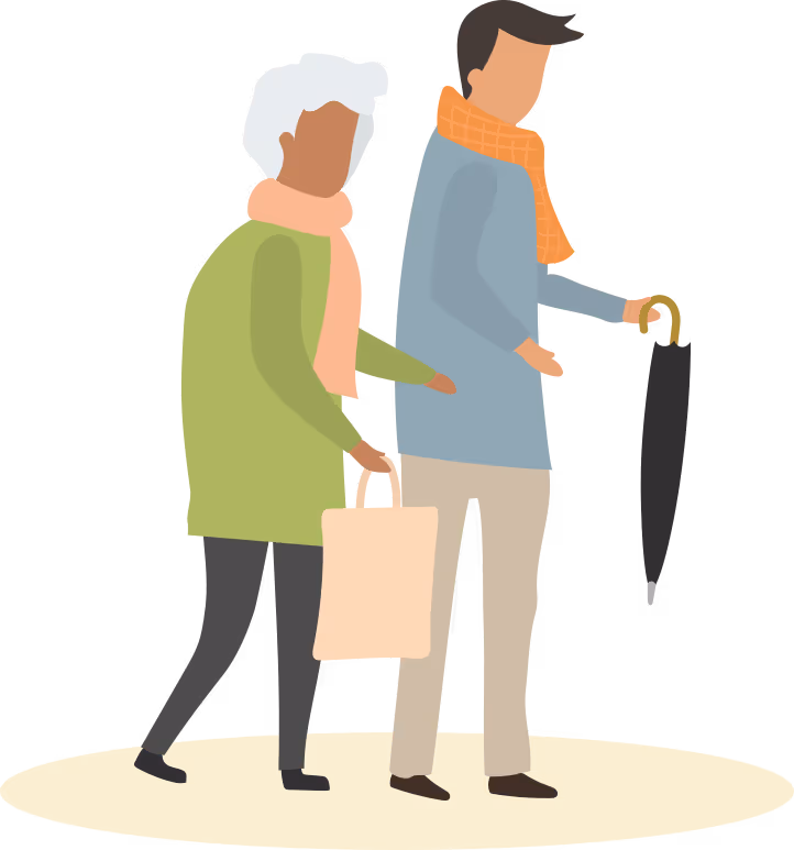 Carer helping a client out and about