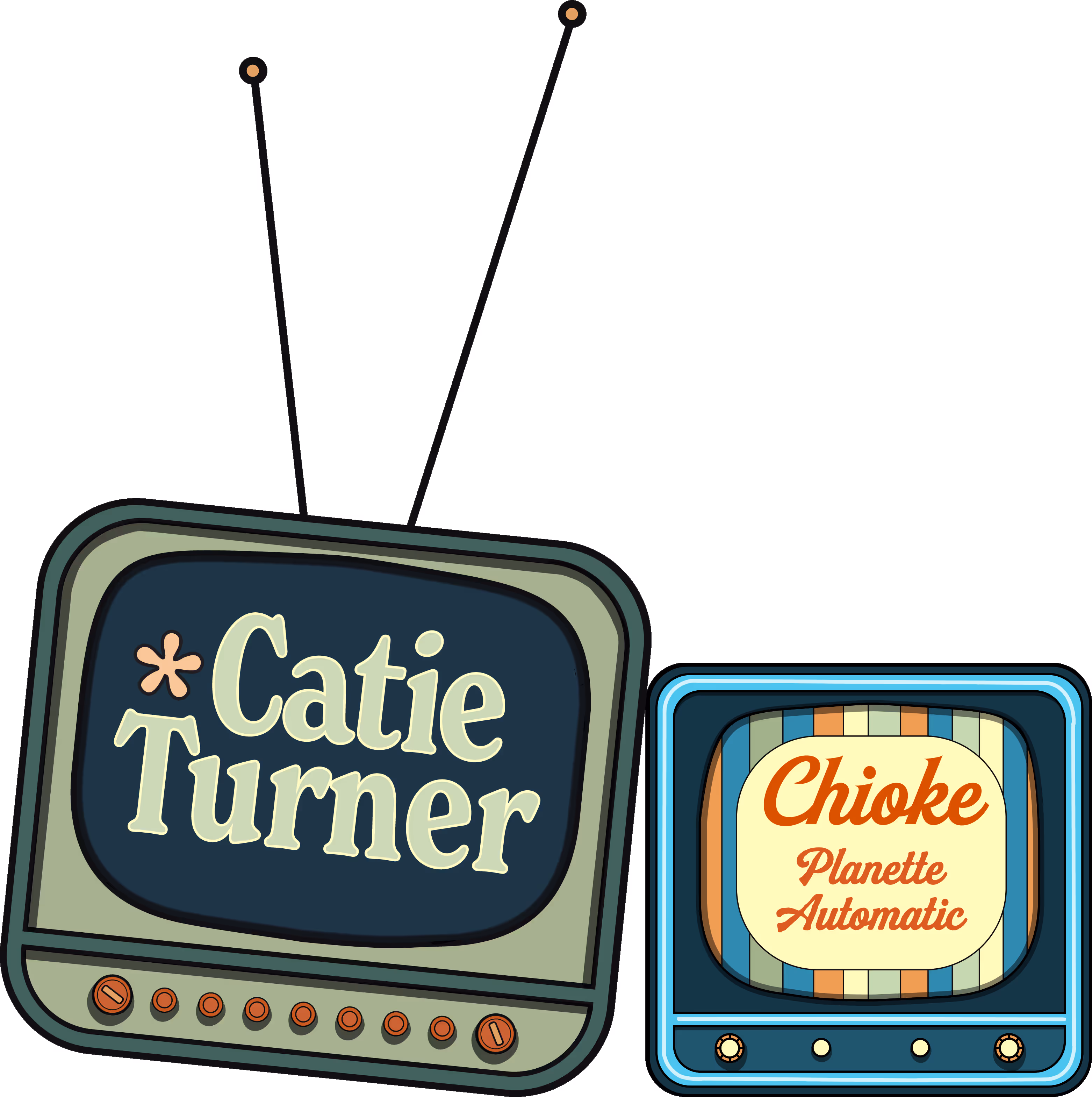 A beautiful illustration of a TV showing all the performing artists