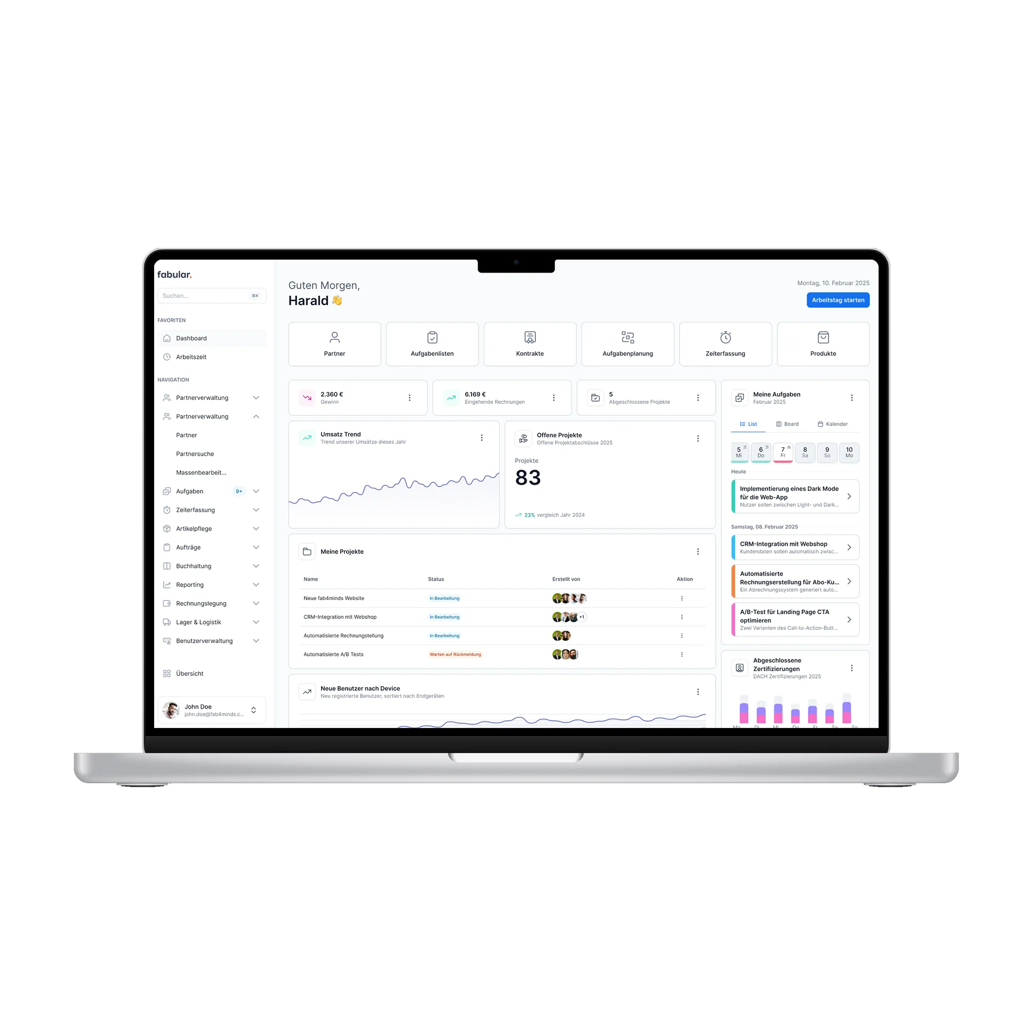Dashboard mockup