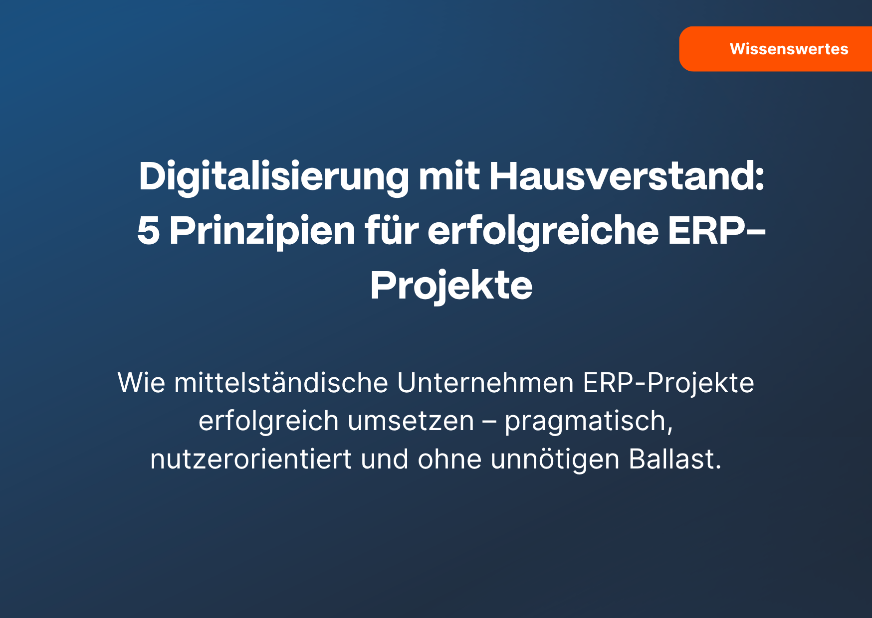 Digitalisation with common sense: 5 Principles for successful ERP projects