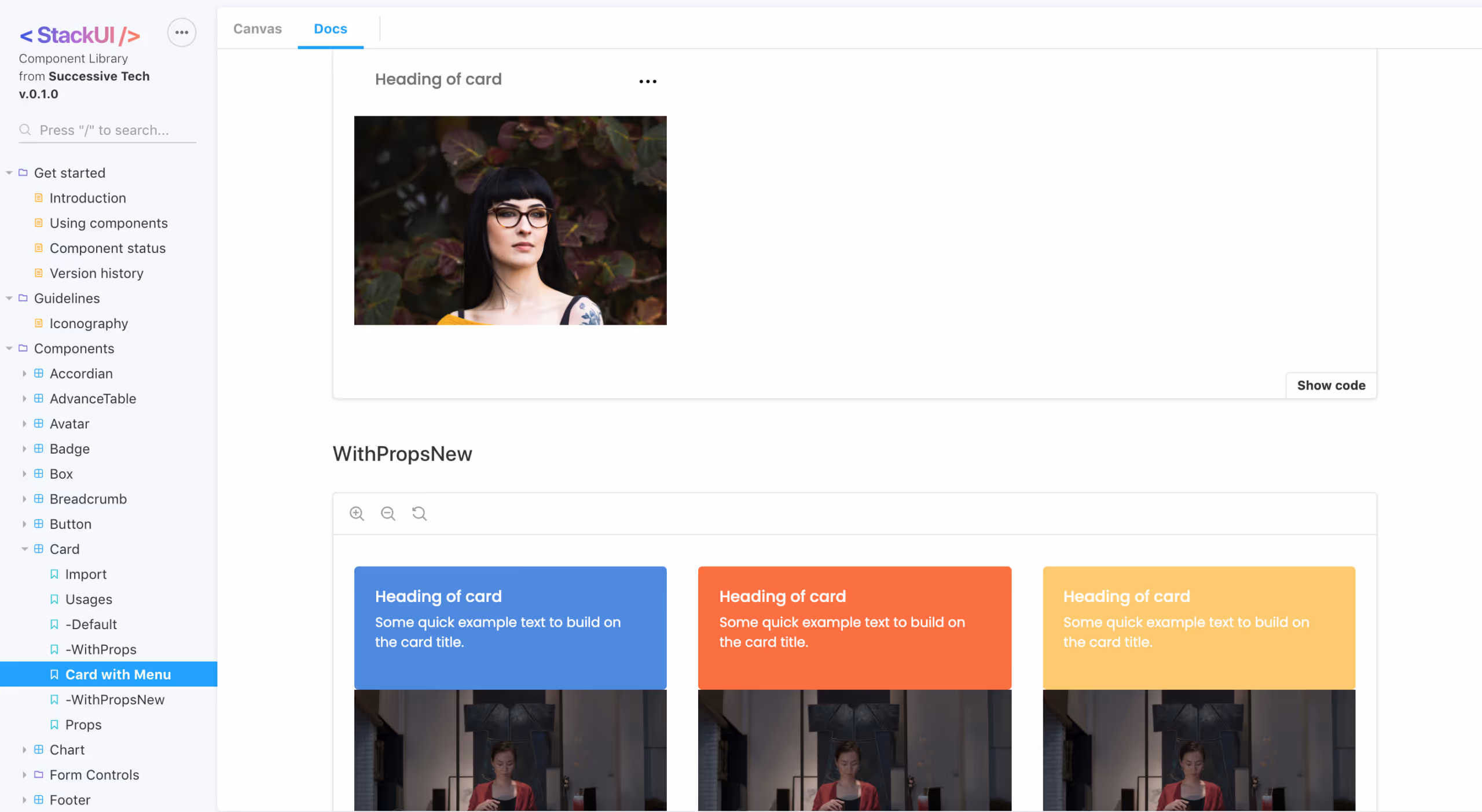 The Card component in Stack UI