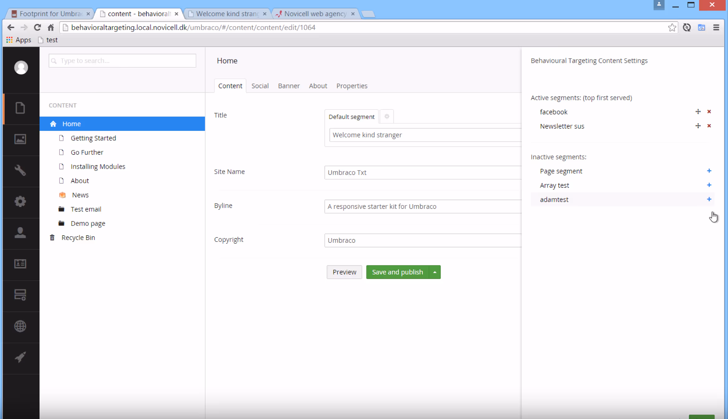 Footprint in Umbraco