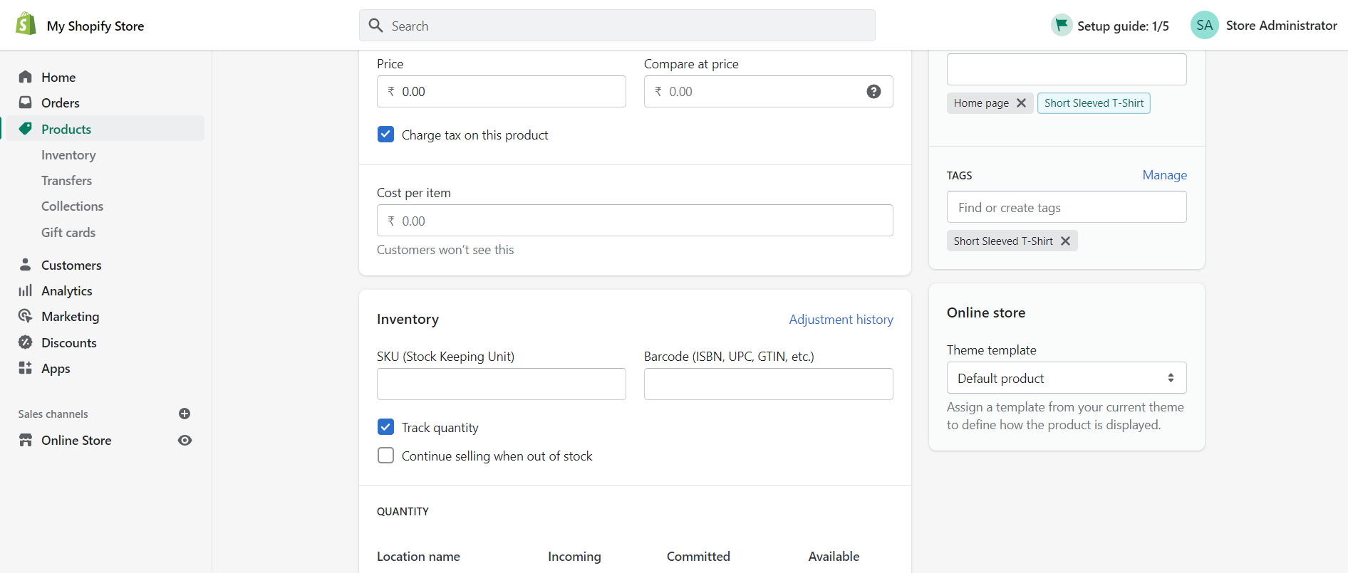 Shopify’s ‘Products’ tab