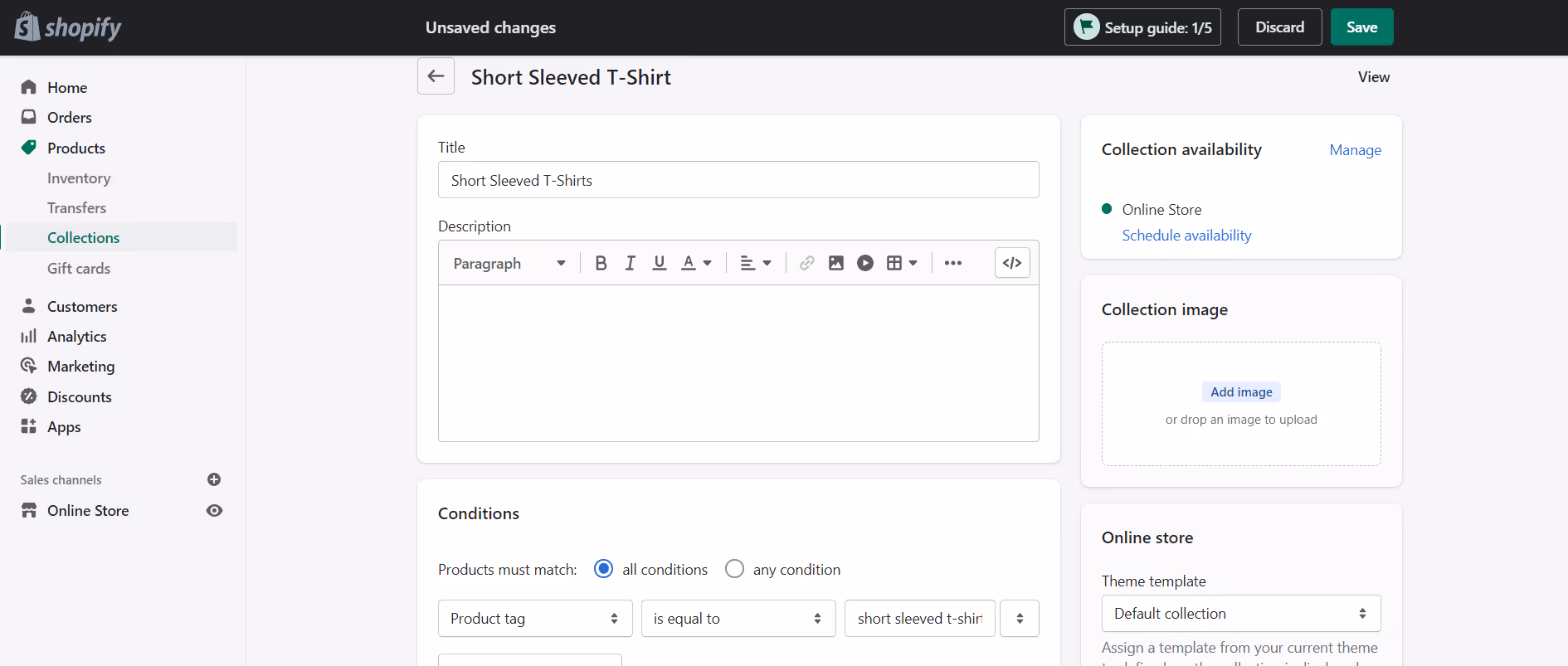 Shopify’s editable ‘Collections’ tab