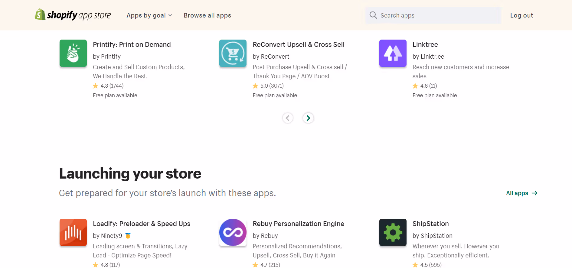 Shopify's app store