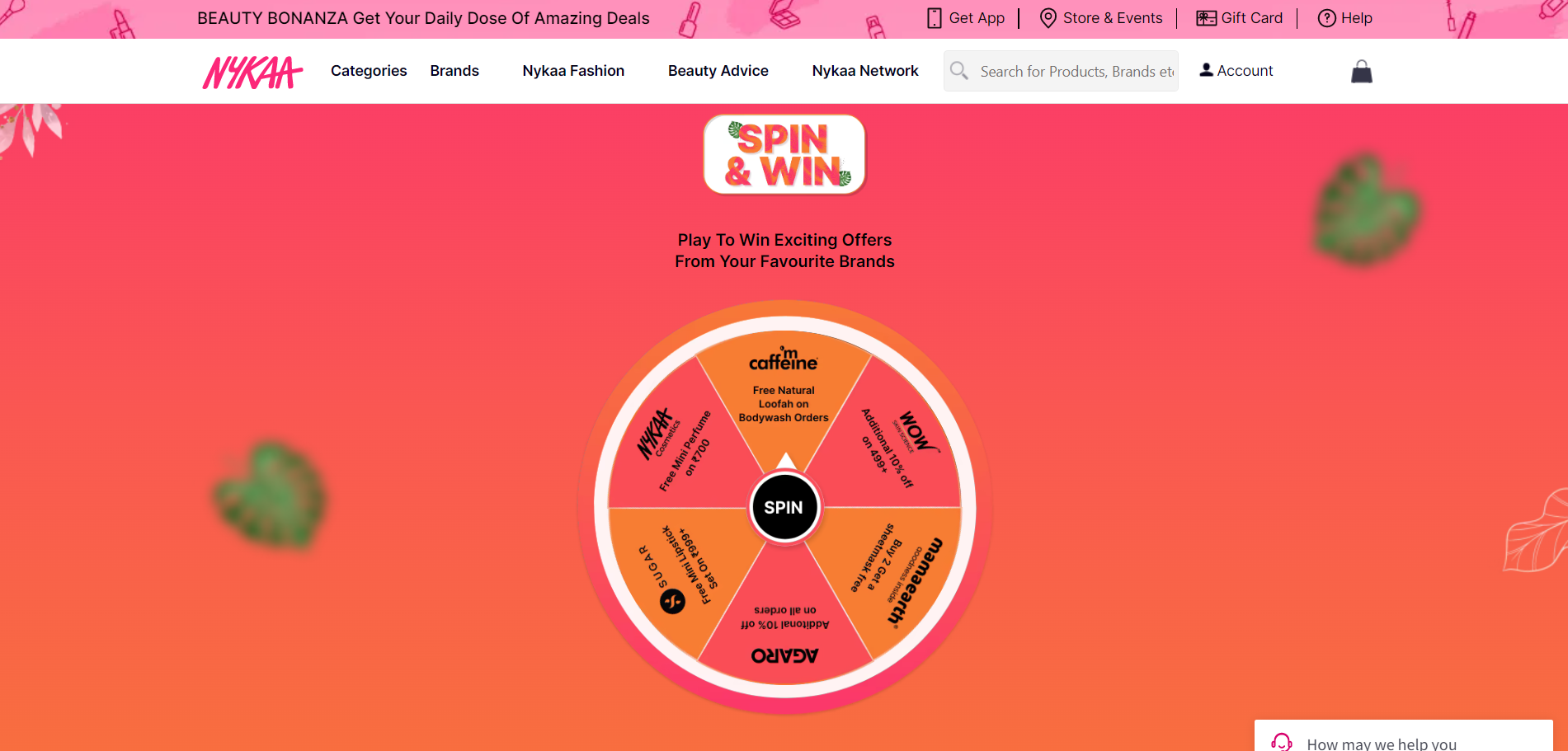 Nykaa's gamification with the 'Spin to win’ game
