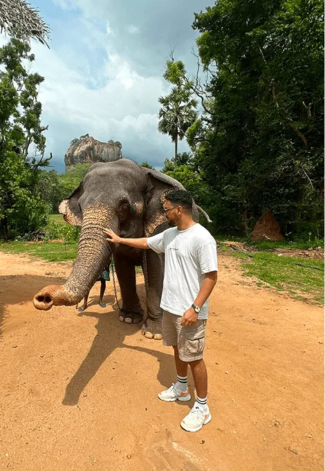 Gridmate team member with elephant