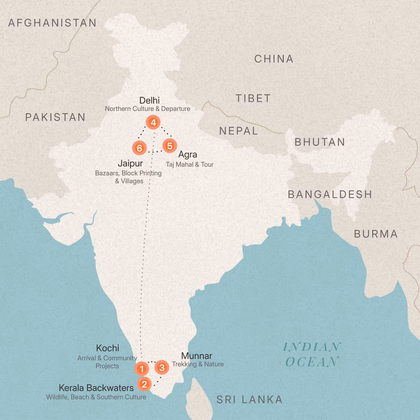 gap year india volunteering abroad map of south and north india 