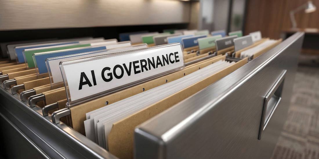 Filing cabinet that says AI governance