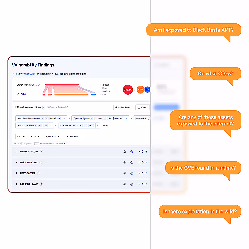 Proactive threat hunting interface for querying vulnerability data lakes for exposure.