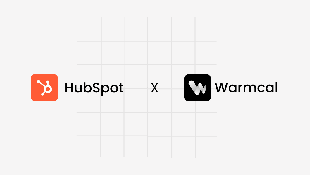 HubSpot logo with arrow pointing to Warmcal logo, showing integration