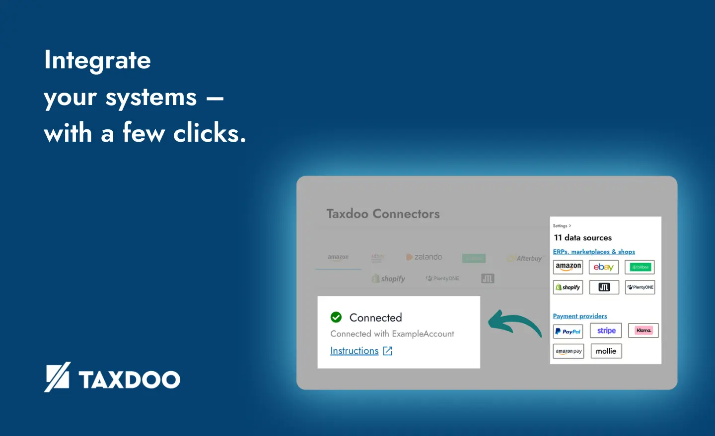 Taxdoo Integrate your systems - with a few clicks.