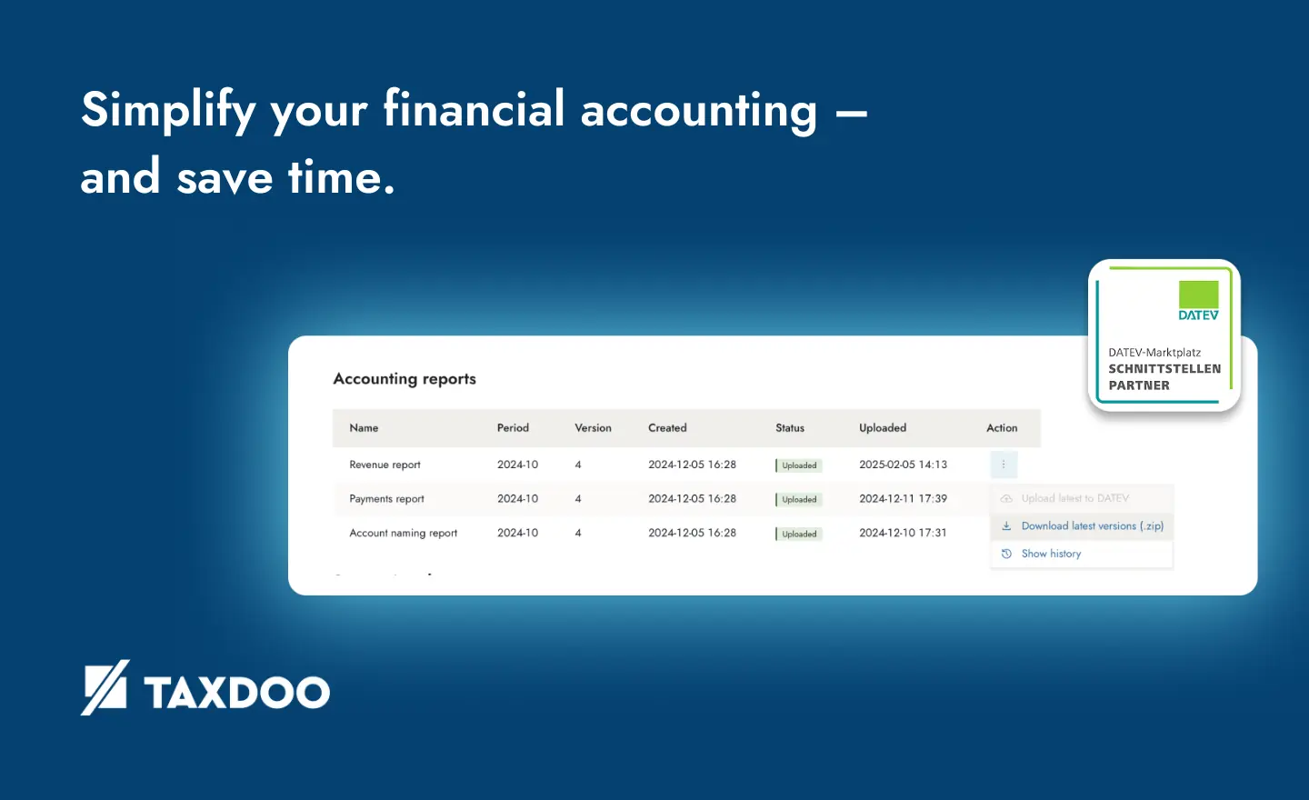 Taxdoo Simplify your financial accounting - and safe time.
