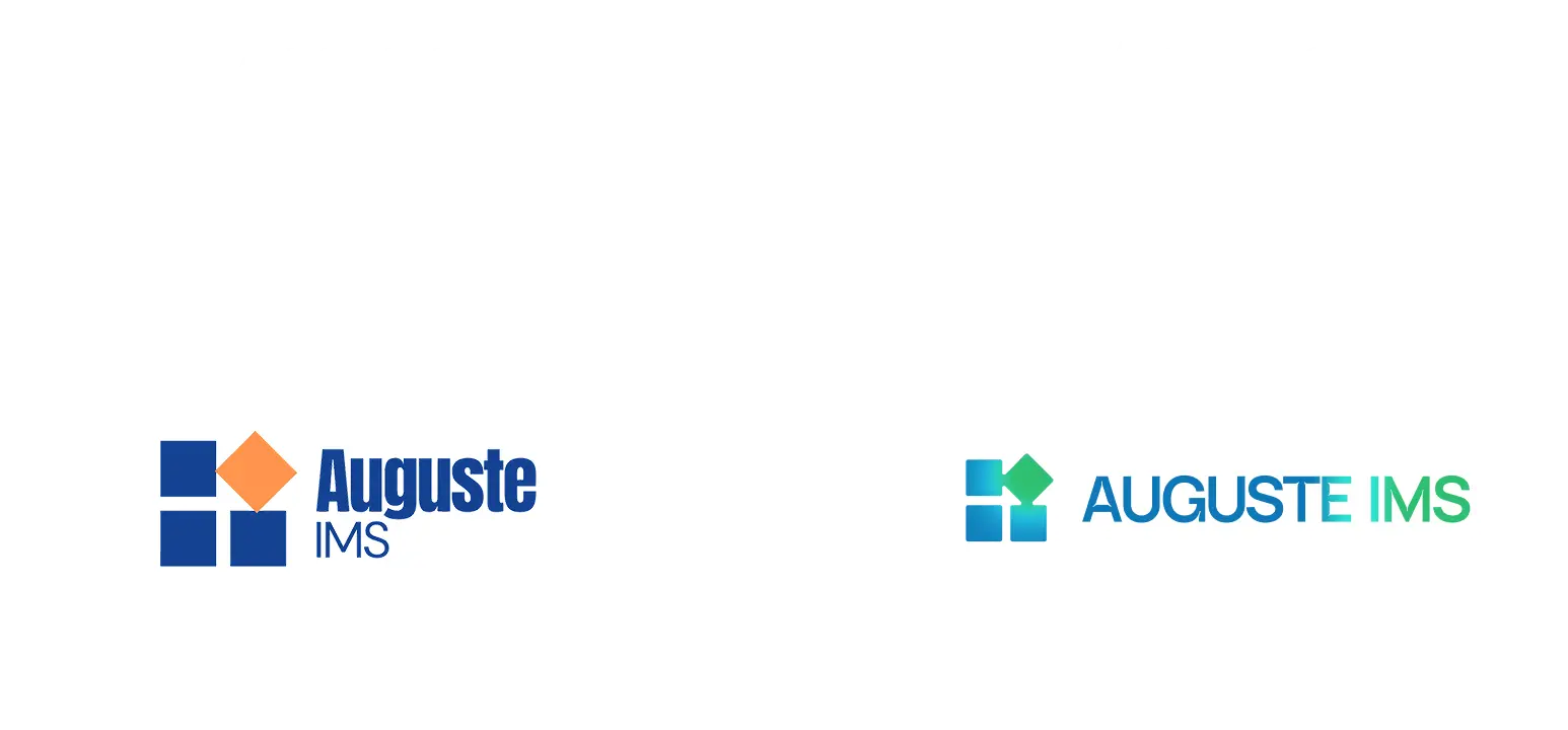 Rebranding du logo Auguste IMS – comparaison avant et après la refonte de l’identité visuelle
