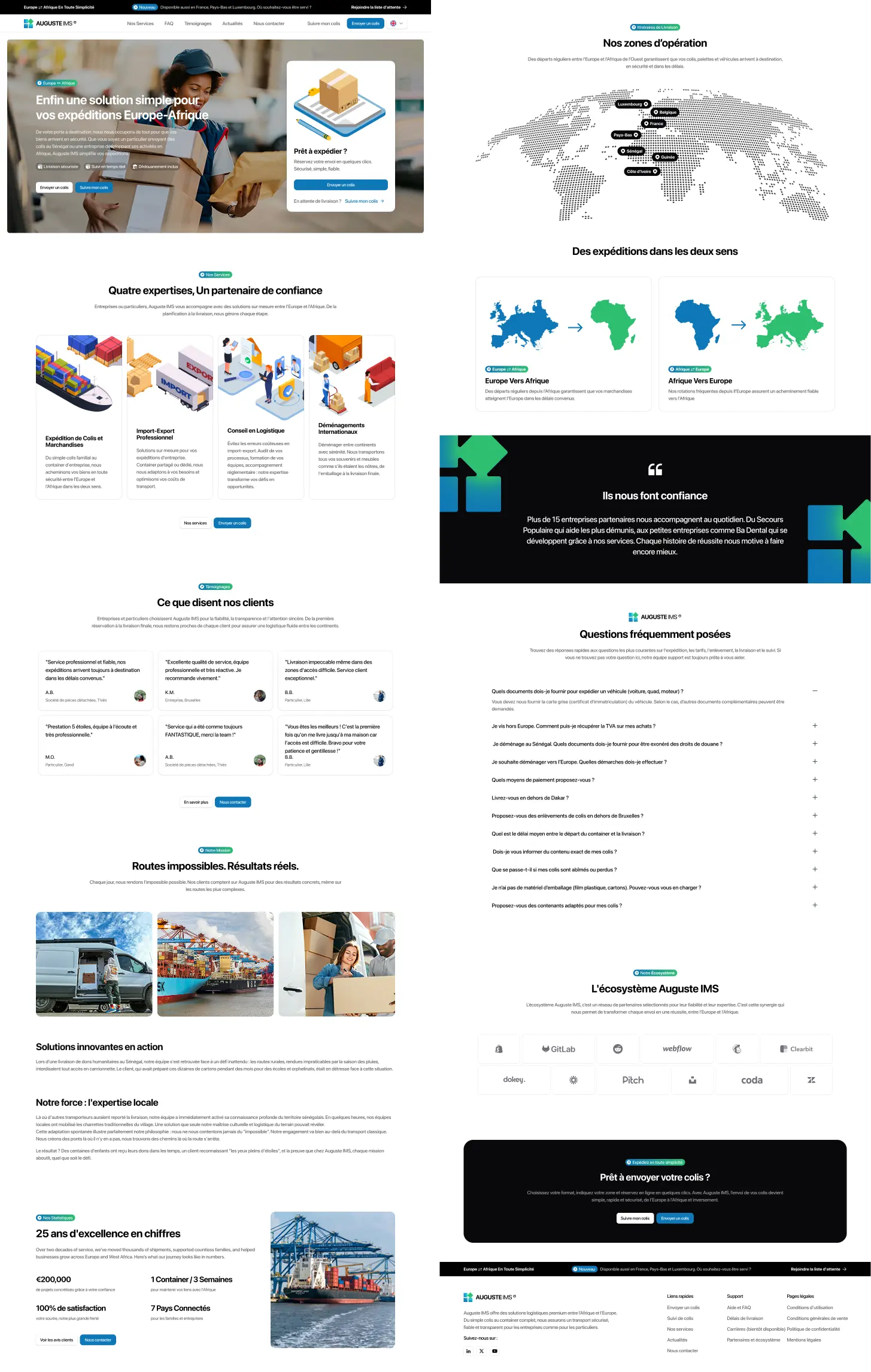 Découvrez le projet web et branding d’Auguste IMS : création d’un site web professionnel, identité visuelle sur mesure et expérience utilisateur pensée pour la logistique et le transport international.